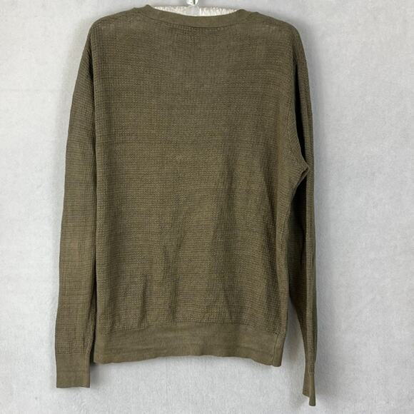 Suitsupply Cardigan Men's Large Tan Green V-Neck Button Up 100% Linen Pockets - Picture 2 of 7
